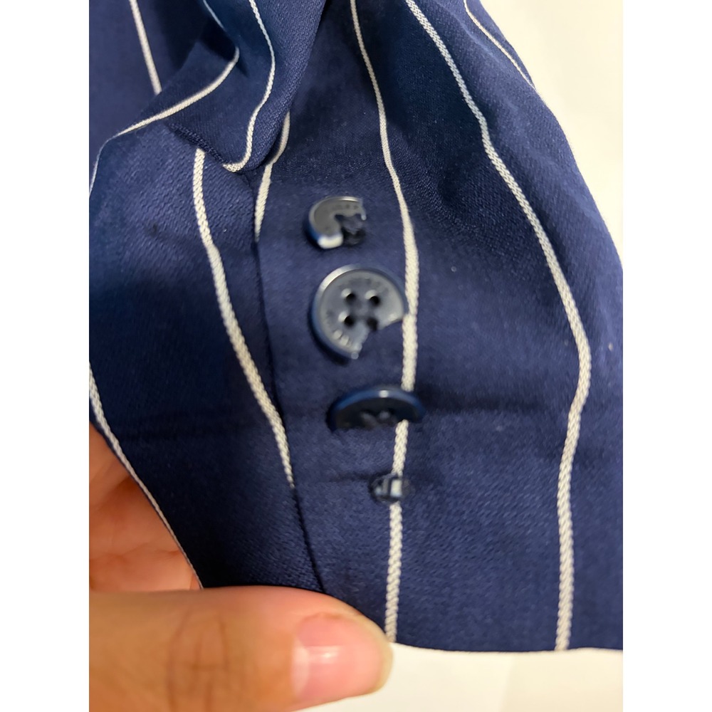 Lauren Ralph Lauren Navy Pinstripe Monogram Blazer Jacket Size 8 - Picture 8 of 8